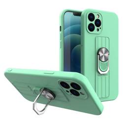 Bague Case silikonouveau coque avec supportem doigt et support pour iPhone 12 menthe