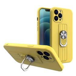 Bague Case silikonouveau coque avec supportem pour doigt et support pour iPhone 12 jaune