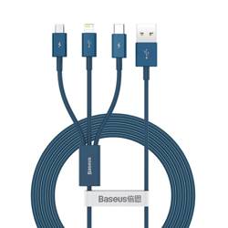 Baseus Superior Câble USB - Lightning / USB Typ C / micro USB 1,5 m 3,5 A  Bleu (CAMLTYS-03)