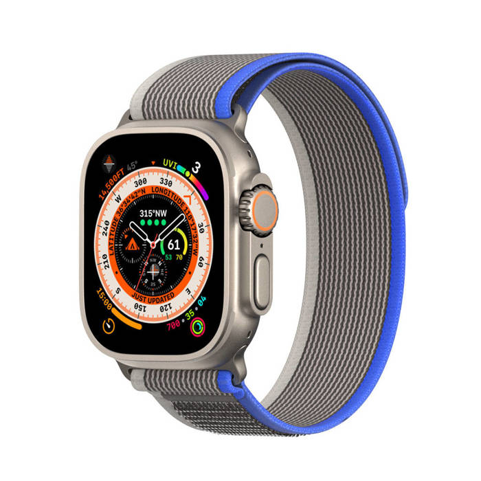 Bracelet Sport Velcro pour Apple Watch 8 / 7 / 6 / SE / 5 / 4 / 3 / 2 / 1 (38, 40, 41 mm) Dux Ducis Version YJ - Bleu Gris