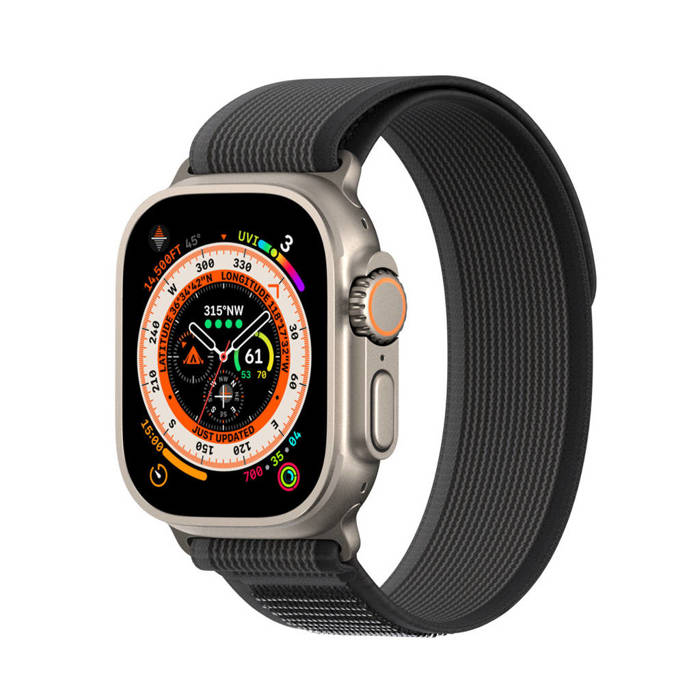 Bracelet Sport Velcro pour Apple Watch 8 / 7 / 6 / SE / 5 / 4 / 3 / 2 / 1 (38, 40, 41 mm) Dux Ducis Version YJ - Noir / Gris