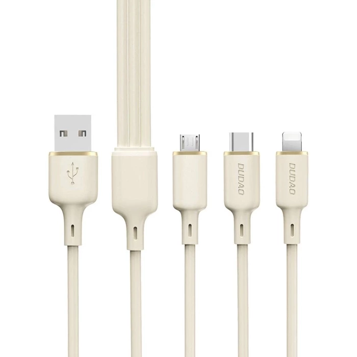 Câble Dudao L7SE 3en1 USB-C - USB-C / Lightning / micro USB 66W 1,2m - beige