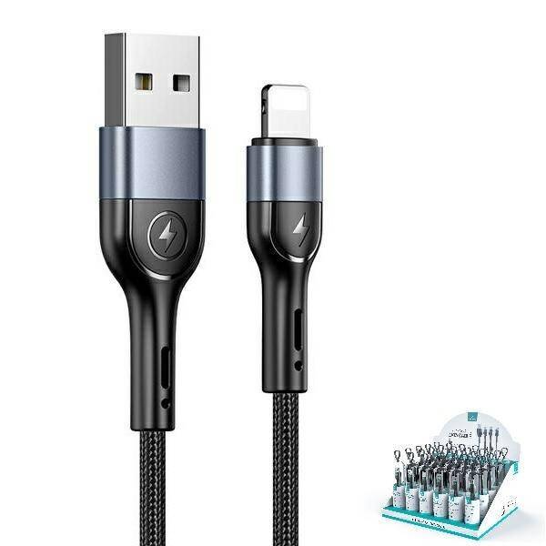 Câble Tressé USAMS USB Apple Lightning SJ448ZJ01 US-SJ448 U55 2A 1m Noir