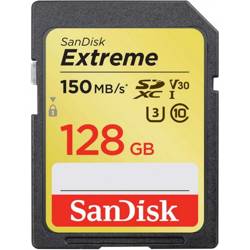 Carte mémoire SanDisk Extreme SDXC 128 GB 150/70 MB/s V30 UHS-I U3