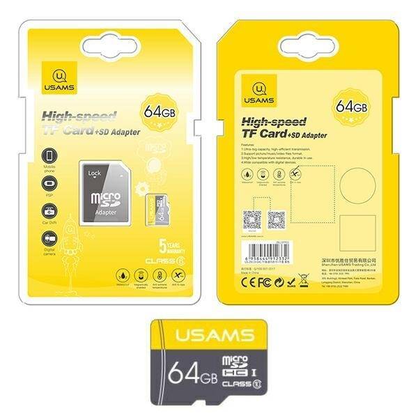 Carte mémoire USAMS 64GB 10C + Adaptateur