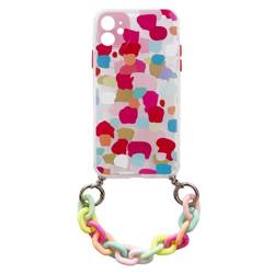 Chaîne de couleur Case gel élastique coque avec pendentif chaîne pour Samsung Galaxy S21 Ultra 5G multicolore (2)