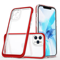 Clear 3in1 coque pour iPhone 11 Pro Max gel cover with frame red