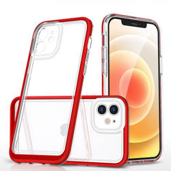 Clear 3in1 coque pour iPhone 12 gel cover avec cadre rouge