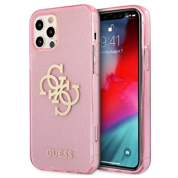 Coque GUESS Apple iPhone 12 Pro Max Glitter 4G Big Logo Pink Hardcase