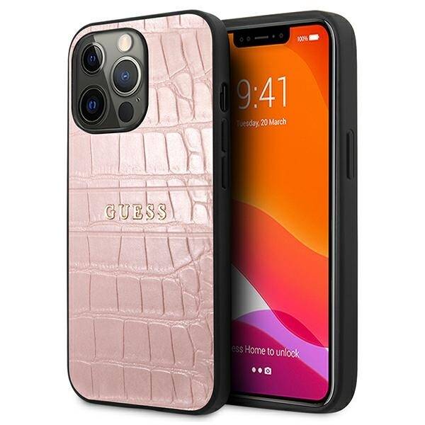 Coque GUESS Apple iPhone 13 13 Pro Croco Strap Collection Pink Case