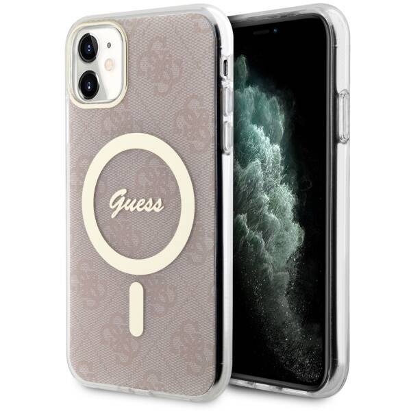 Coque Guess GUHMN61H4STP iPhone 11 6.1" rose/pink hardcase 4G MagSafe Case