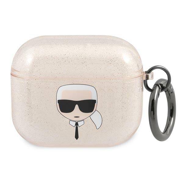 Coque KARL LAGERFELD Apple AirPods 3 Cover Glitter Karl`s Head Gold Case