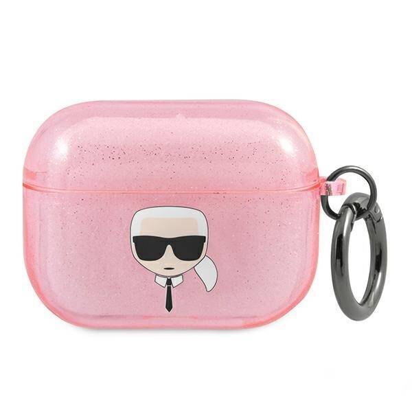Coque KARL LAGERFELD Apple AirPods Pro Cover Glitter Karl`s Head Pink Case