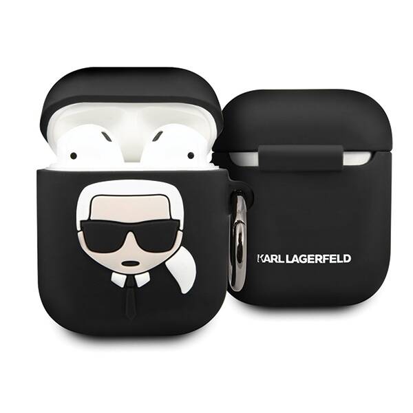 Coque KARL LAGERFELD Apple AirPods Silicone Iconique Noir Case