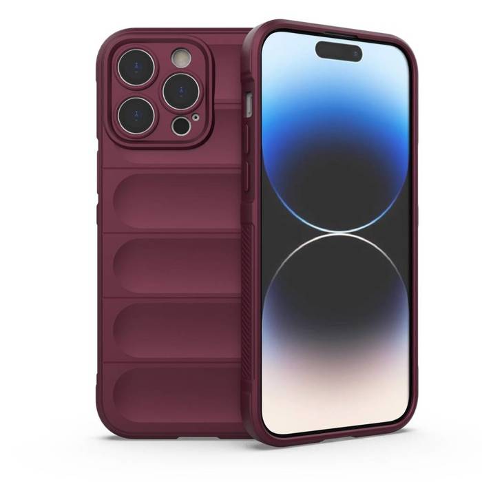 Coque Magic Shield Case pour iPhone 14 Pro Max coque blindée élastique en bordeaux