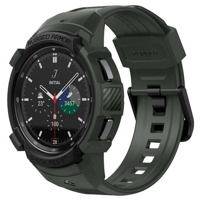 Coque Spigen Rugged Armor "PRO" Samsung Galaxy Watch 4 Classic 46 Mm Vert militaire