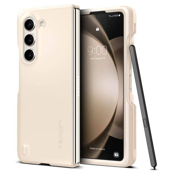 Coque Spigen Thin Fit Stylo Galaxy Z Fold 5 Ivoire perlé Case