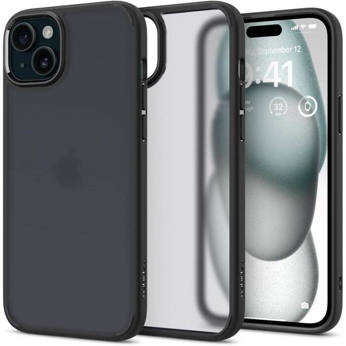 Coque Spigen Ultra Hybrid iPhone 15 Noir givré Case