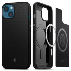 Coque iPhone 13 Spigen Mag Armor MagSafe MATTE Noir Case + Verre trempé Couverture complète Spigen