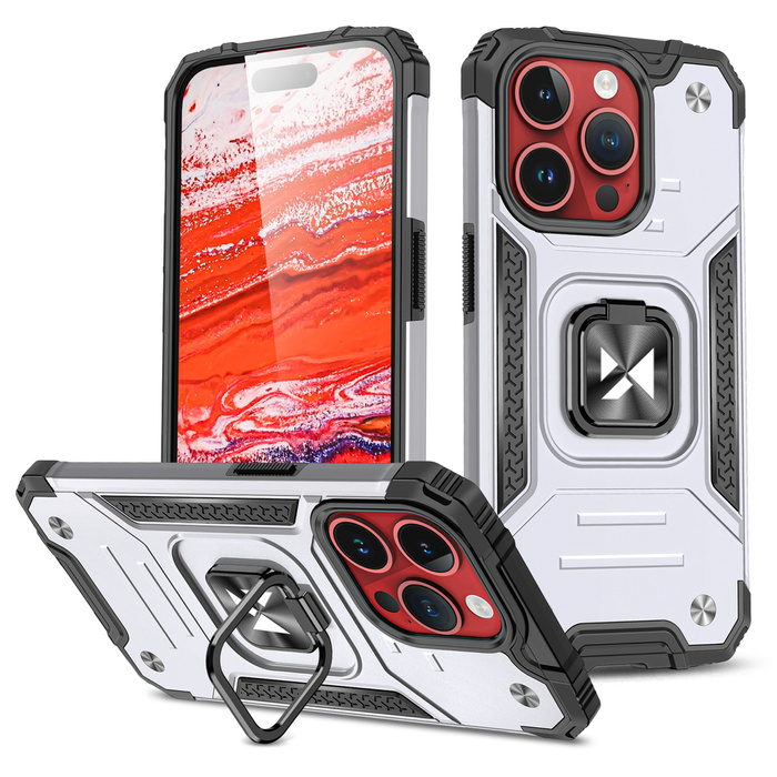 Coque iPhone 15 Pro Ring Armor Wozinsky Ring Armor – Argent