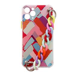 Couleur Chaîne Case gel élastique coque avec pendentif chaîne pour Samsung Galaxy S21 Ultra 5G multicolore (3)