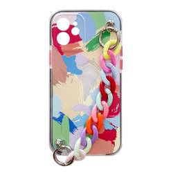 Couleur Chaîne Case gel élastique coque avec pendentif chaîne pour Samsung Galaxy S21 Ultra 5G multicolore (4)