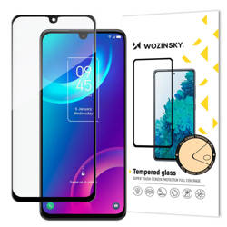 Écran complet en verre trempé Wozinsky super résistant Full Glue avec cadre noir Case Friendly TCL 30 Plus