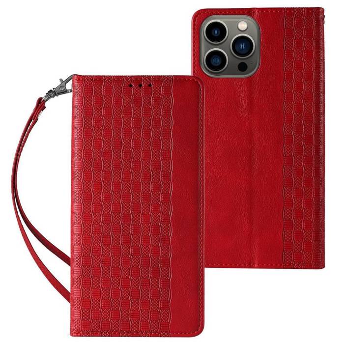 Étui à sangle aimantée pour Samsung Galaxy S23+ Flip Wallet Mini Lanyard Stand rouge