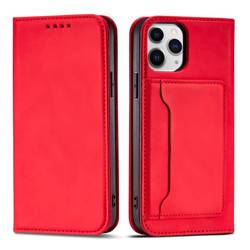 Étui pour cartes magnétiques pour iPhone 12 Pro Pouch Card Wallet Card Holder Rouge