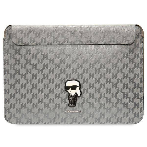 Karl Lagerfeld Sleeve KLCS14SAKHPKG 14" Argent/Argent Saffiano Monogram Ikonik