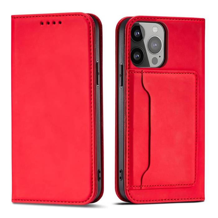 Magnet Card Case pour Samsung Galaxy S23 flip cover portefeuille support rouge