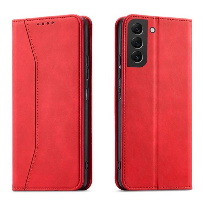 Magnet Fancy Case pour Samsung Galaxy S23 Ultra Cover avec Flip Stand Wallet Rouge