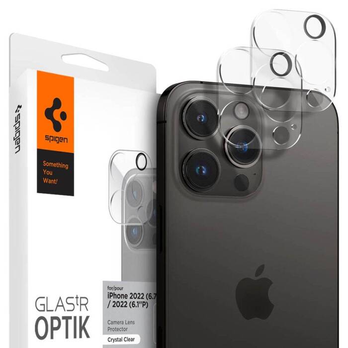 PROTECTEUR DE CAMÉRA Spigen OPTIK.TR PROTECTEUR DE CAMÉRA 2-PACK IPhone 14 PRO / 14 PRO MAX CRYSTAL CLEAR