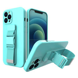 Rope case gel coque avec sac en laisse à chaîne iPhone 12 Pro Max light blue