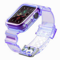 Set bracelet lumineux en silicone bracelet bracelet coque pour Watch 6 40mm / Watch 5 40mm / Watch 4 40mm / Watch SE 40mm violet