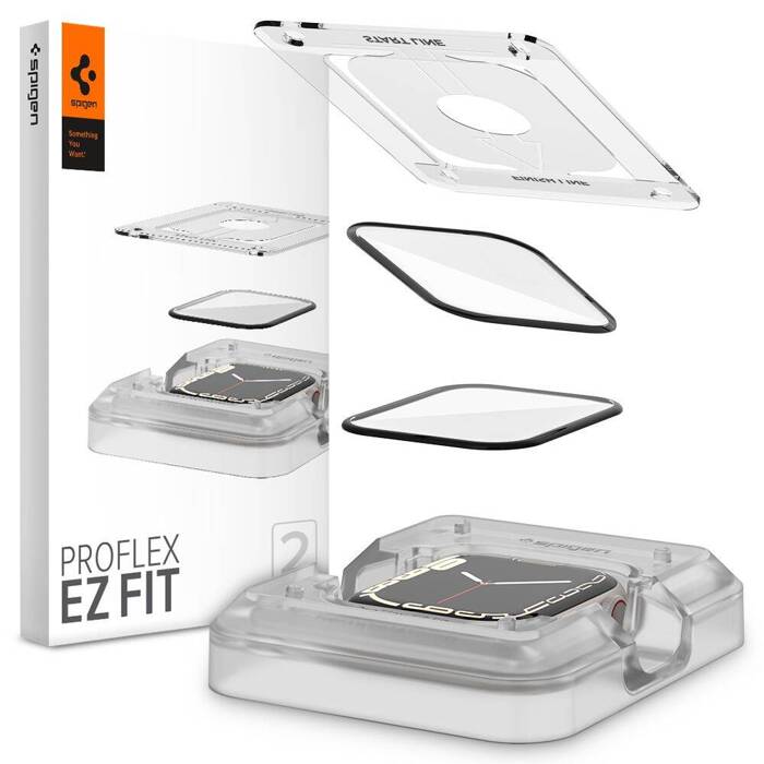 Spigen PROFLEX "EZ FIT 2-PACK Apple Watch 7 (45 MM) Verre Hybride