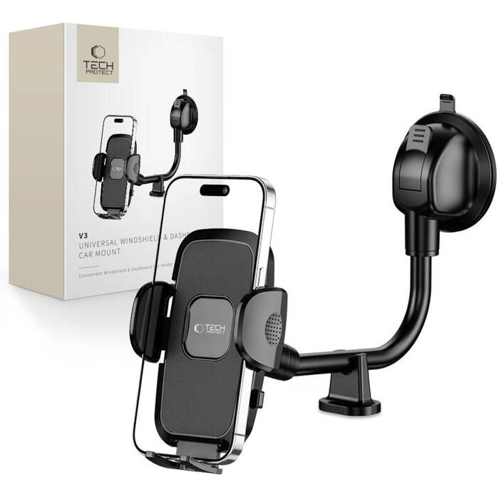 TECH-PROTECT V3 UNIVERSAL LONG ARM WINDSHIELD &amp; DASHBOARD CAR MOUNT BLACK