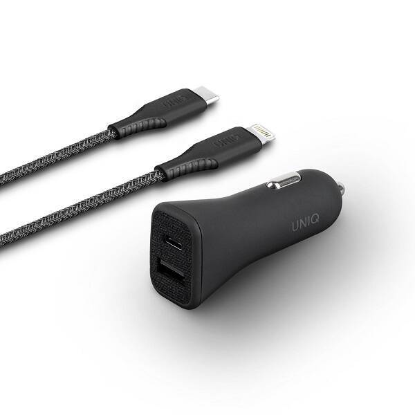 UNIQ Charg. sam. Votra Duo P30 USB-C PD 30W MFI + câble USB-C to lightning black/chaRCoal black