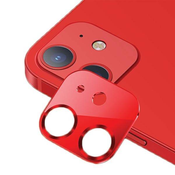 USAMS Verre trempé Apple iPhone Verre de protection de l'objectif de 12 appareils photo métal rouge