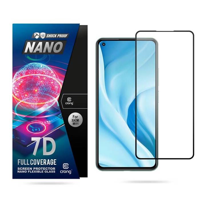 Verre Crong 7D Nano Flexible - Verre hybride 9H incassable pour l'ensemble de l'écran du Xiaomi Mi 11 Lite 5G