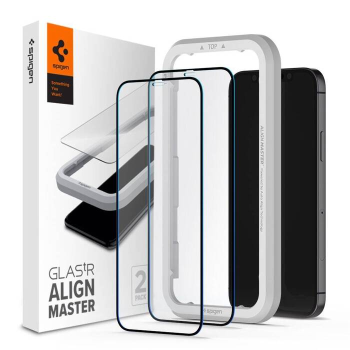 Verre trempé SPIGEN Alm Glass Fc 2-pack iPhone 12 12 Pro Black