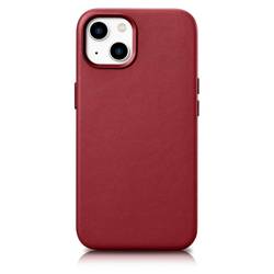 iCarer Case Leather Housse en cuir véritable pour iPhone 14 rouge (WMI14220705-RD) (Compatible MagSafe)