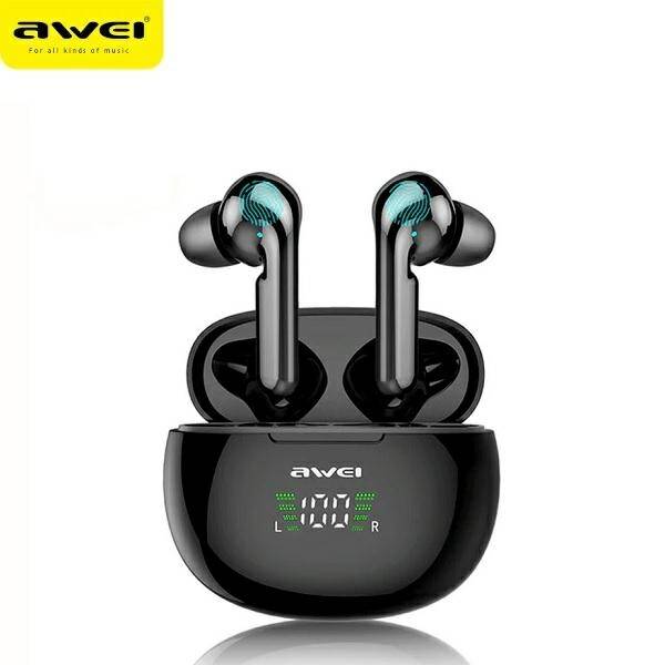 AWEI Bluetooth 5.0 Wireless Kopfhörer T15P TWS Docking Station Schwarz