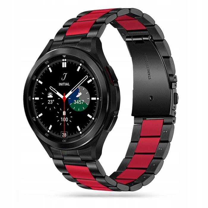 Armband TECH-PROTECT Samsung Galaxy Watch 4 40 / 42 / 44 / 46 MM Edelstahl Schwarz / Rot