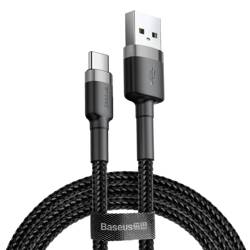 Baseus Cafule Cable durabel Kabel mit Nylon geflochtenes Ladekabel USB / USB-C QC3.0 3A 0,5M schwarz-grau (CATKLF-AG1)