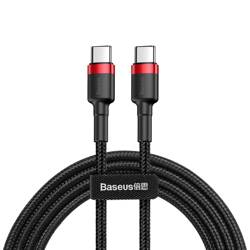 Baseus Cafule Kabel Strapazierfähiges Nylonkabel USB-C PD / USB-C PD PD2.0 60W 20V 3A QC3.0 1M Schwarz-Rot (CATKLF-G91)