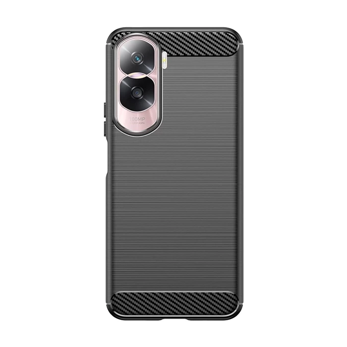 Carbon Case Silikonhülle für Honor 90 Lite - Schwarz