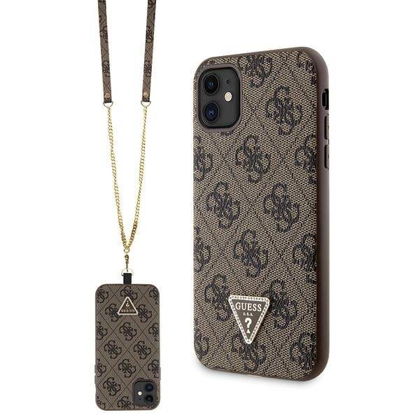 Guess GUHCN61P4TDSCPW iPhone 11 / Xr 6.1" braun/braun hartcase Crossbody 4G Metall Logo