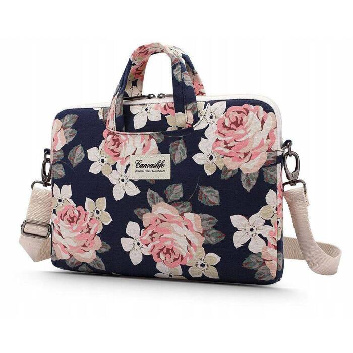 Hülle CANVASLIFE Aktentasche Laptop 15-16 Navy Rose Blau Tasche