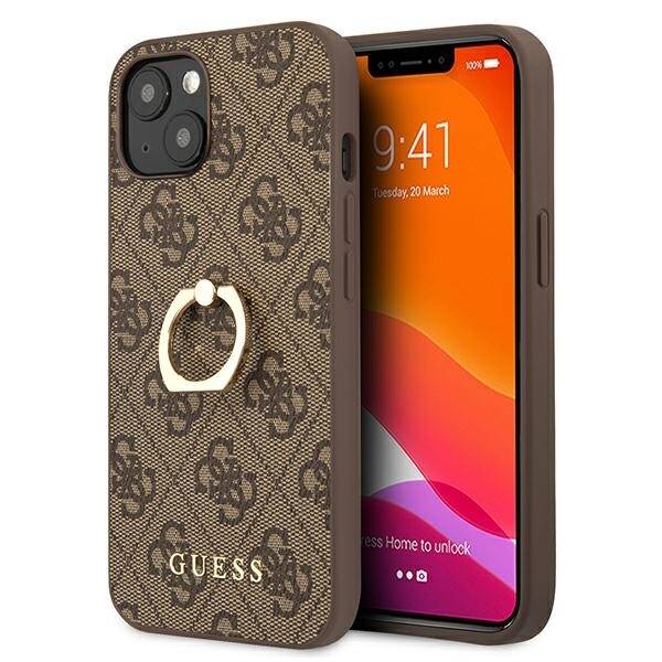 Hülle GUESS Apple iPhone 13 Mini 4G mit Ring Stand braun Hardcase